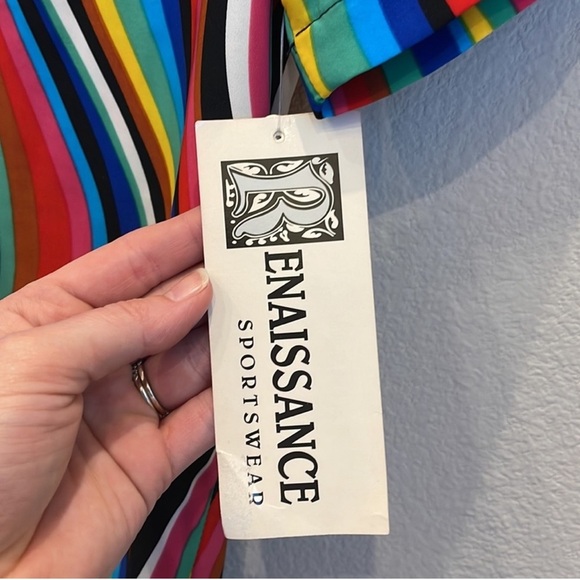 Vintage 80’s NWT Deadsock Renaissance Wavy Rainbow Stripe Top Size Small - Picture 3 of 8